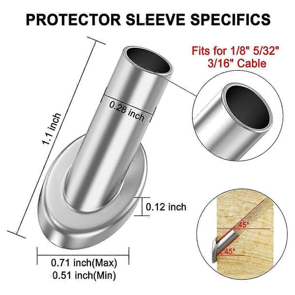 40-pack Angled Protector Sleeves, Wood Post Protector Stair Railing Cable 3/16, 45 Degrees