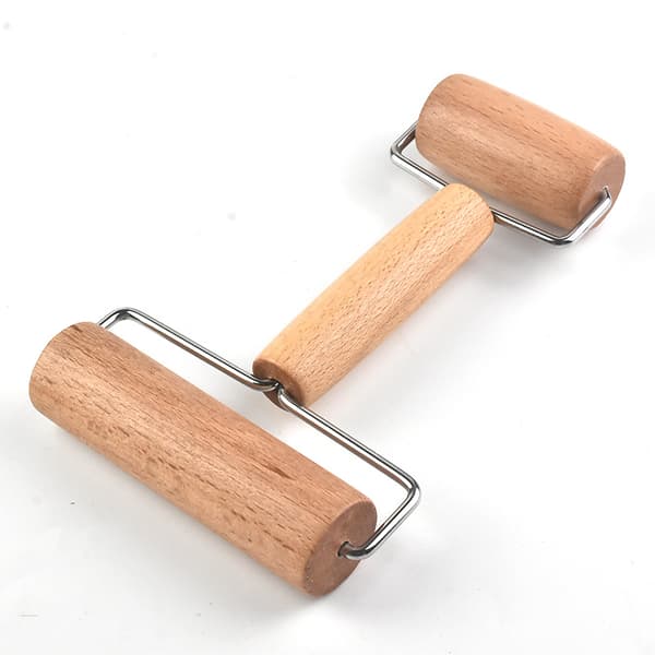 (A) Wooden Rolling Pin with Handle - Kitchen Utensil for Pastries, T
