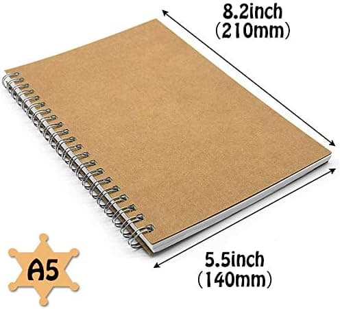 A5 Kraft Anteckningsböcker - 120 Sidor/ 60 Ark - 21 x 14 cm -
