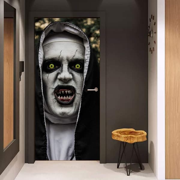 Halloween 3D Nunna Oven Tarrat, 76,2 x 200 cm Kauhistuttava Aave