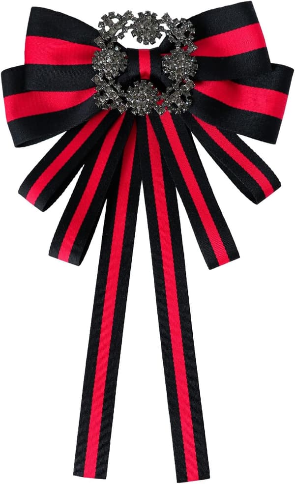 Sort butterfly til kvinder, stor dame-slips, bånd med rhinsten, sløjfe, uniformsskjorte, rød - Red