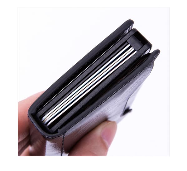 (Black PU) Minimalist Tactical Men's Wallet, Anti-RFID-B Slim