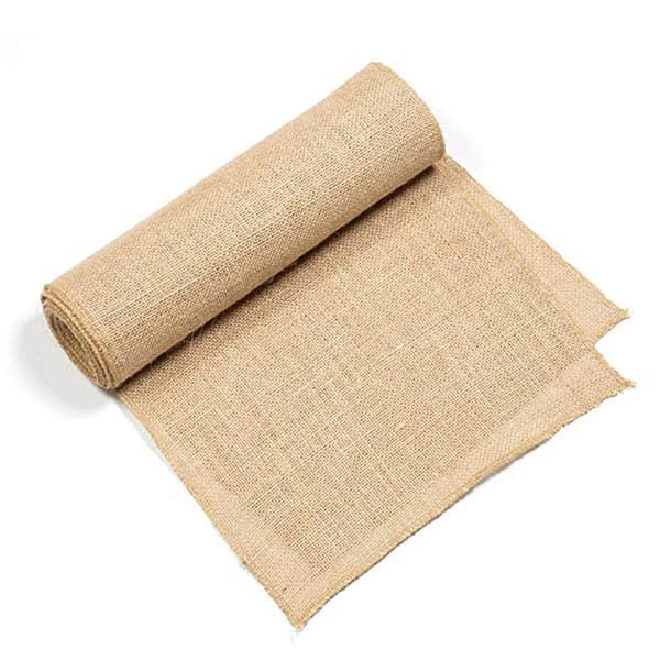 Jute Table Runner with Gold Thread, Stitched Edges, 30 cm x 1.8 m for Decoration, Wedding, Party, Crafts