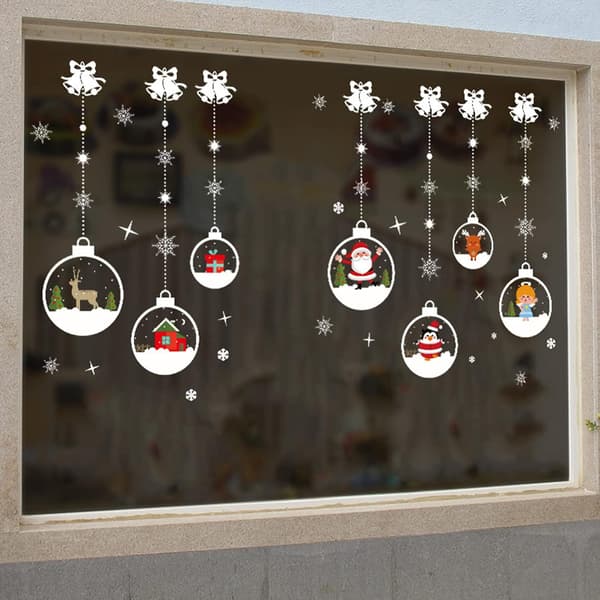 Reusable PVC Window Decals Christmas Balls Snowflakes Reindeer