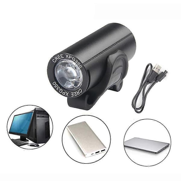 350 Lumen Bicycle Headlight Waterproof Mtb Bike Light Led Bicycle Front Light Black Black