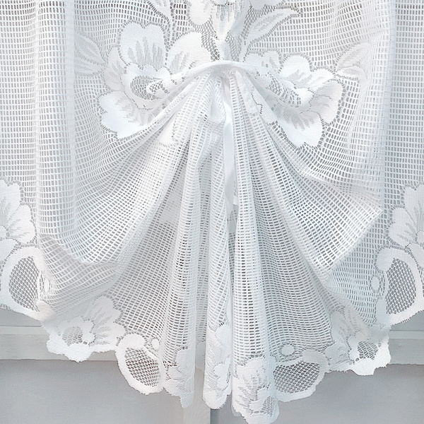 Sheer Curtain Valance, Short, Transparent, Adjustable, for Kitchen (White)
