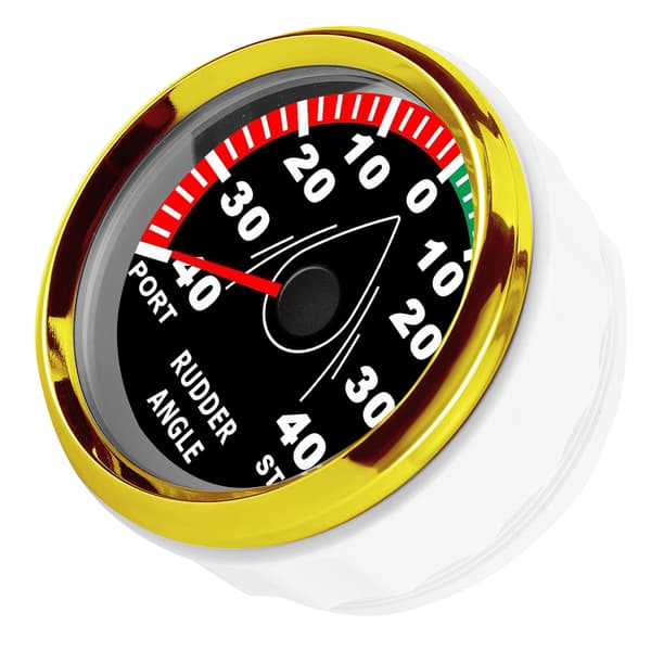 85mm Boat Rudder Angle Gauge IP67 Waterproof Multi-color Backlit 9-32V Direction Adjustable (Black Dial Gold Cover)