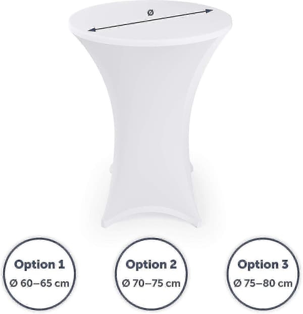 Eleganta antracit stretchöverdrag för barbord, bistrobord, vit, 80, 2-pack Vit 80 2 Set White 80   2 Set