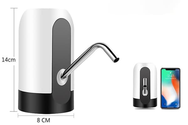 Vit automatisk vattenpump för vattenflaska, USB-laddning, automatisk vattenknapp
