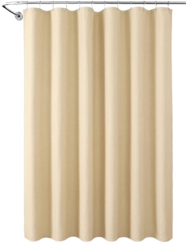 Dusjforheng - Vaffel - Vaskbart dusjforheng - Inkludert ringer - Vanntett - Polyester - Egnet for dusj og badekar - 180 x 200 cm - Beige