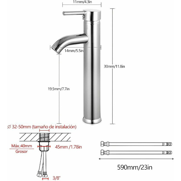 1 Piece for Bathroom Sink or Kitchen Sink, Hot and Cold Adjustable Basin