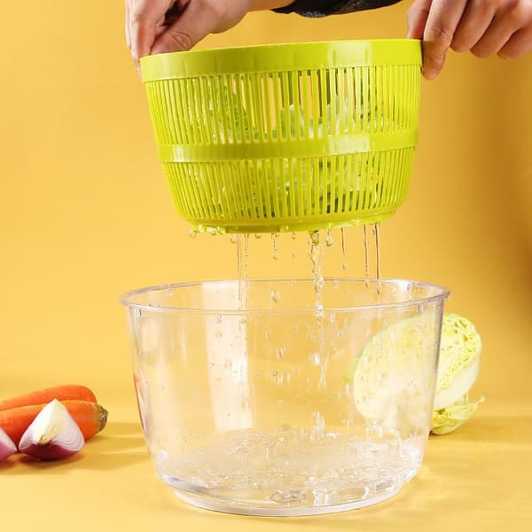 5L Quick and Easy Salad Spinner with Secure Lid and Rotating Handle, Easy to Dry and Clean