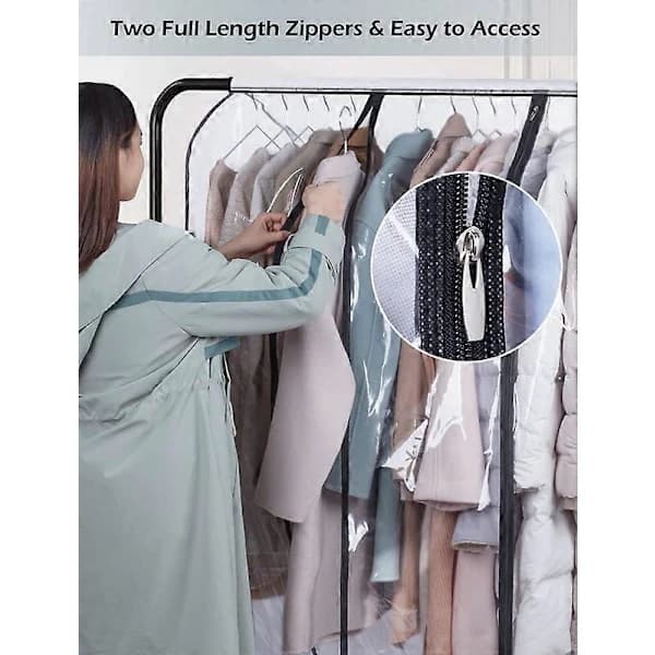 40\" Extra Large Clear Hanging Garment Bags for Closet Storage