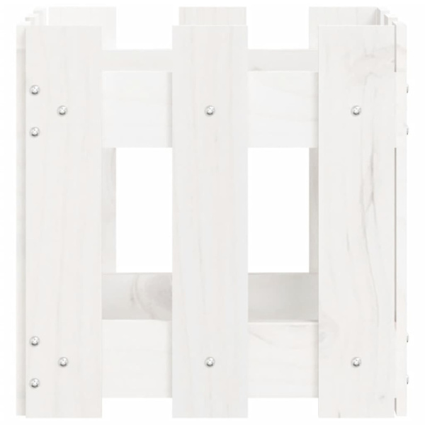 Raised bed with fence design white 30x30x30 cm solid pine
