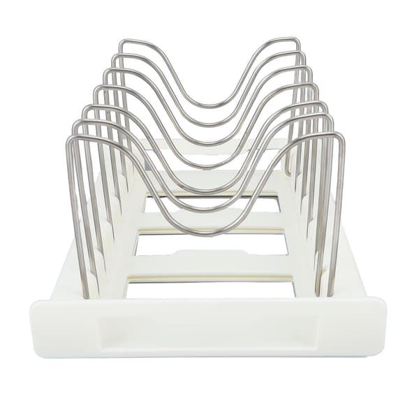 Expandable Pot Organizer Non-slip Size Adjustable Multifunctional Pot Lid Holder for Kitchen Dining Room White