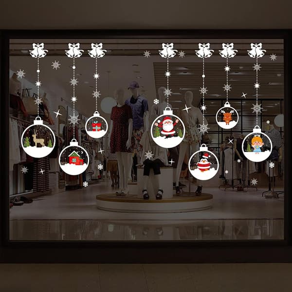 Reusable PVC Window Decals Christmas Balls Snowflakes Reindeer