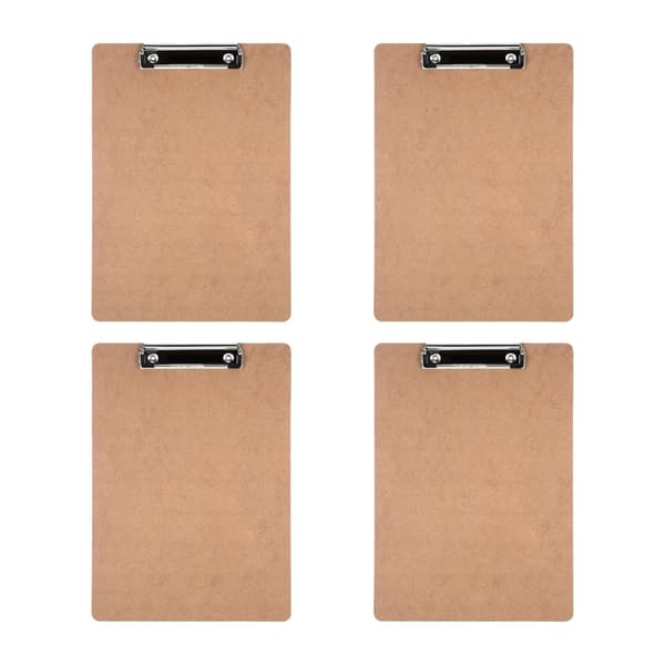 A4 Clipboard, 4-pack Wood Hardboard Office Clipboard with Low Profile Clip
