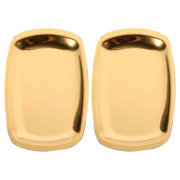 2 stk Ovale Serveringsfade i Rustfrit Stål, Frugtfade, Opbevaringsfade, Sushitallerkener (Guld)