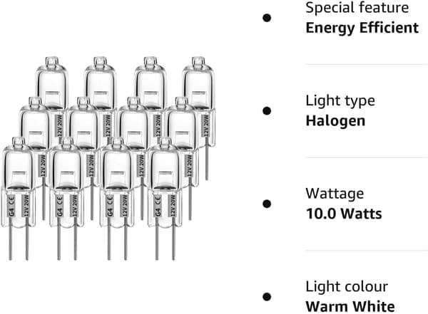 G4 halogenlampor 20W 12V - Varmvitt - 20-pack 20pcs 20W