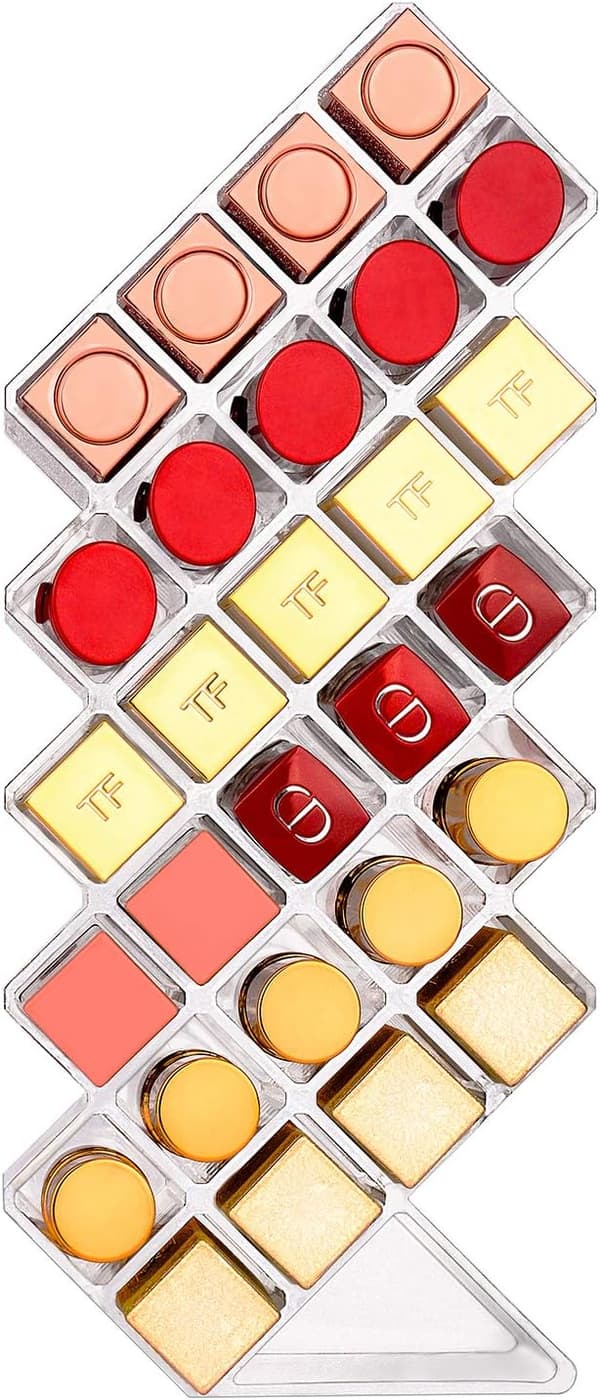 Læbestift Organizer og Opbevaring, Akryl Læbestift Holder Lip Gloss Tårn Transparent Kosmetisk Display, 28 Rum Makeup Organizer til Badeværelsesmøbler