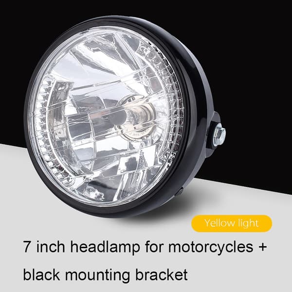 7 \" Universal 12V H4 35W Rund Motorcykel Gul LED Forlygte Med Sort Beslag