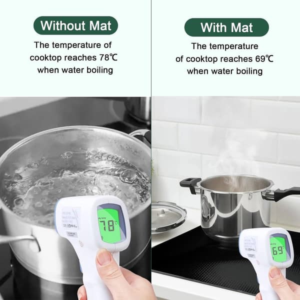 Induction Hob Protector Mat, Silicone, Heat and Scratch Resistant, Non-Slip, Black, 60x52cm