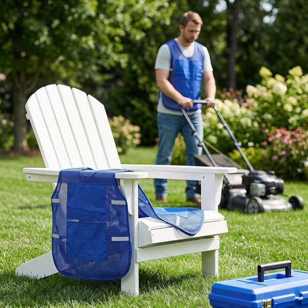 2-delt kølevest med genanvendelige ispakker af mesh-polyester til kvinder og mænd, kontinuerlig køling til lange ture, blå -
