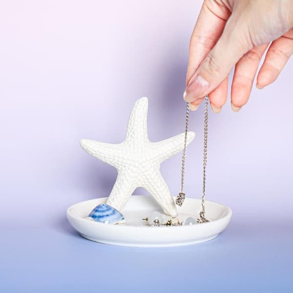 Keramikk Sjøstjerne Smykkebrett Ring Pyntegjenstand Skålholder