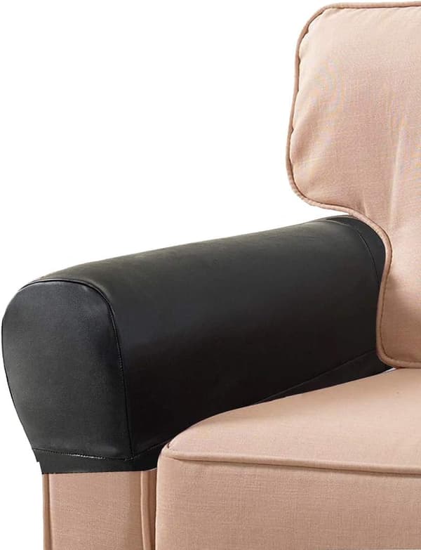 1 par PU-skinnbeskyttere for lenestolarm, stretch S