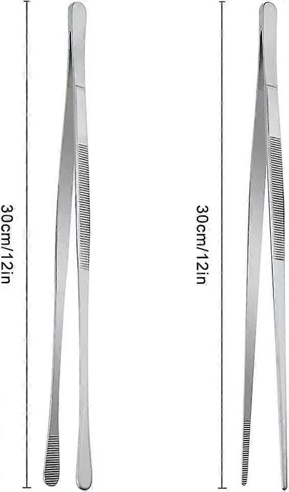 Matlagingstang i rustfritt stål, lang, 2 stk matlagingstang i rustfritt stål, grilltang (30 cm)