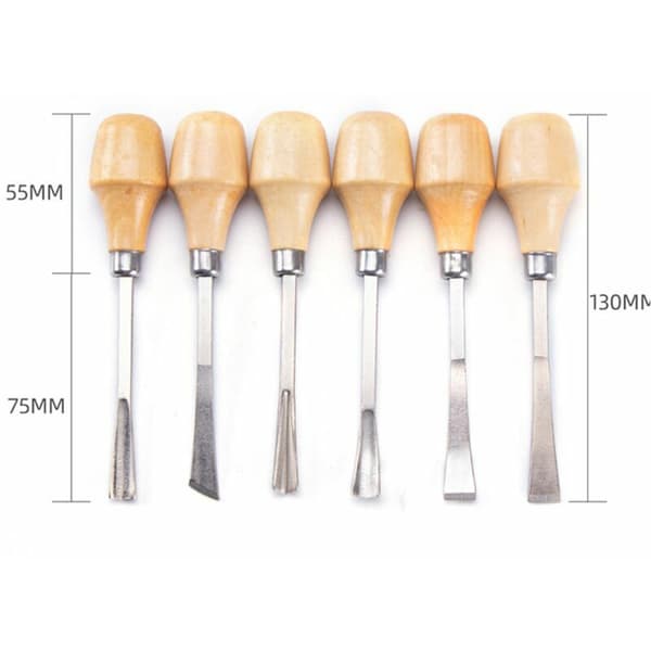 Professional Steel Handle Wood Carving Chisels, Gouges, Carving Tool Set for Beginners, Hobbyists, DIY Woodworking Crafts, 130mm
