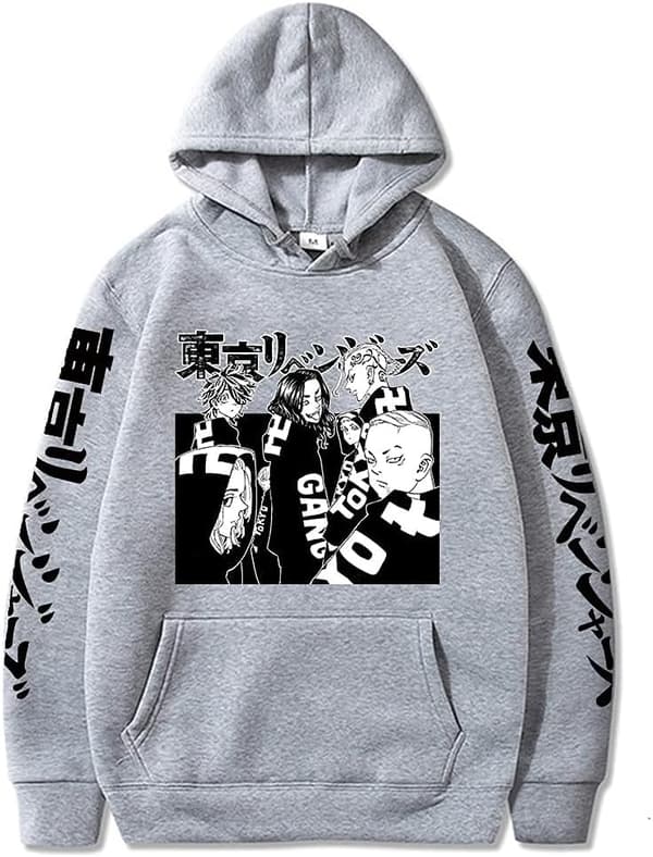 Cosplay Tokyo 3D-printet pullover-hættetrøje Halloween-karakter Merch Anime pullover-trøje til unisex voksen grå-3 XX-Large