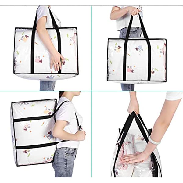 Transparent Clothing Storage Bag with Reinforced Handle, 60 X