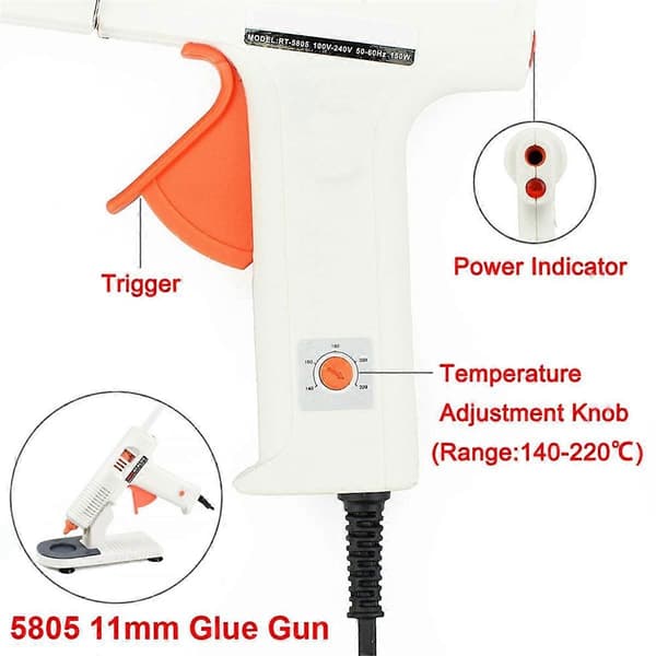 Hot Melt Glue Tool with 11mm Hot Melt Glue Thermal Glue Tool with Stand Home School DIY Tool EU Plug