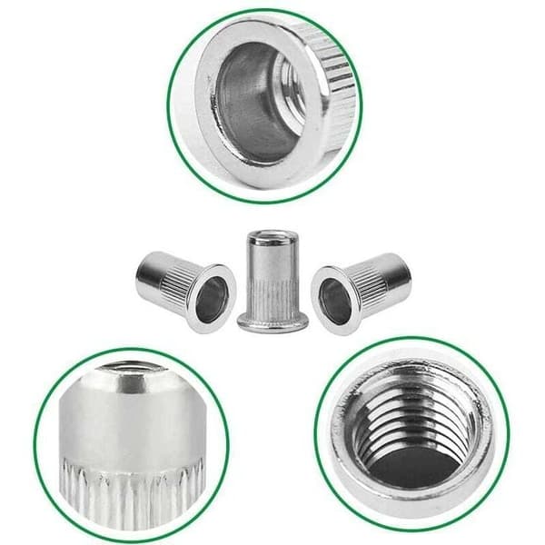 100 Pieces M6 Flat Head Rivet Nut, Stainless Steel Rivet Nuts, Flat Head Threaded Insert, M6 Rivet Nut, M6 Rivet Nut, by DEBUNS