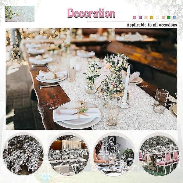 Sequin Table Runner White Glitter Runner For Rectangular Tables Decoration Wedding Party Sequin Glitter