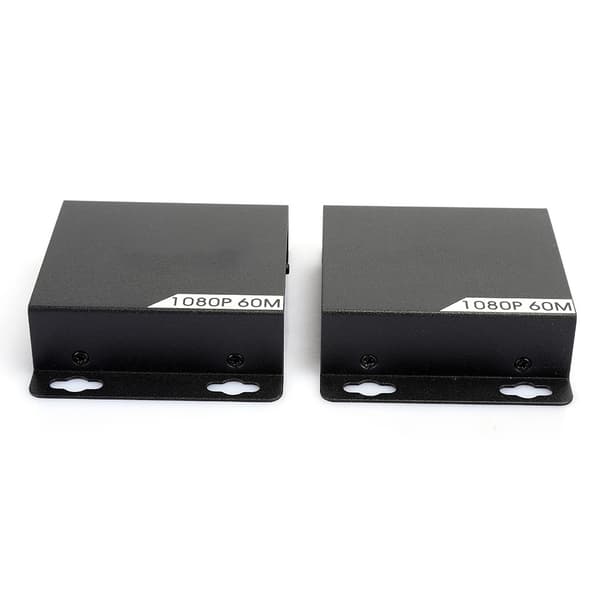 Metal Shell Black Automatic Adjustment 60M HD Single Cable 1080P Signal Amplifier Extender with LED Indicator Light 110-240V UK Plug