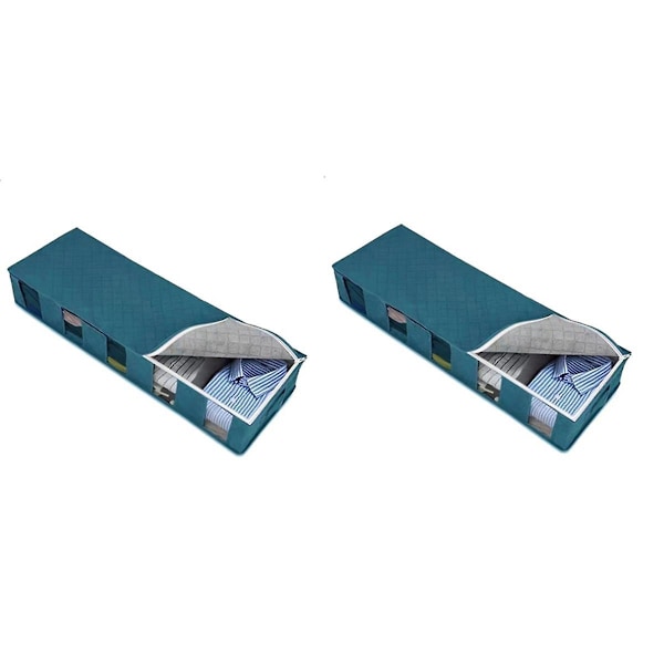 2Pcs Foldable Under Bed Storage Bag Wardrobe Clothes Dustproof and Moisture-Proof Storage Box,