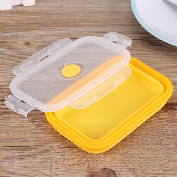 500ml Silicone Collapsible Portable Lunch Box Bowl Foldable Food Storage Container Yellow