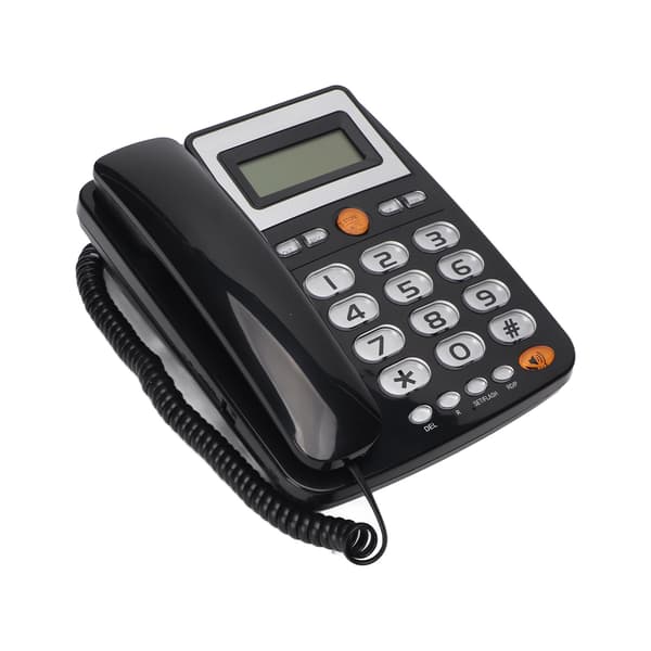 Corded Phone with Large Buttons, Hands-Free Calling, LCD, Adjustable Brightness, One-Touch Speed Dial, Landline Phone, Black