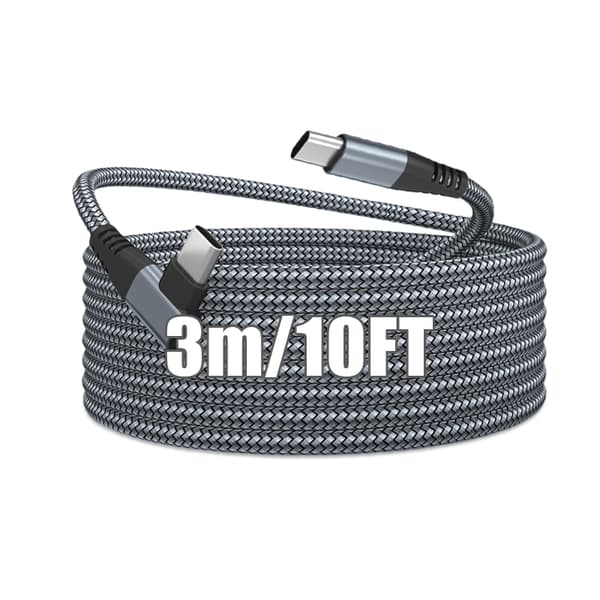 USB-C-kabel med vinklet kontakt 60 W hurtiglader Grå 3 m