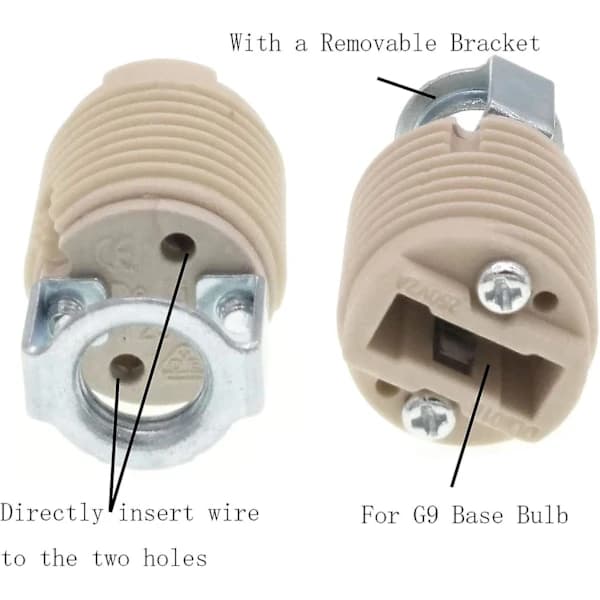 Set of 6 G9 Lamp Holders with Bracket, Threaded G9 Ceramic Halogen Socket