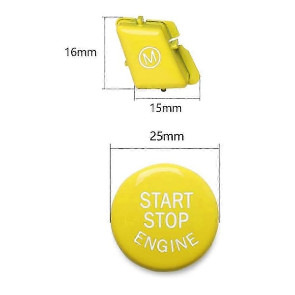 Gul M-knapafdækning til bilrat, start/stop-knap til 3-serie E90 E91 E92 E93