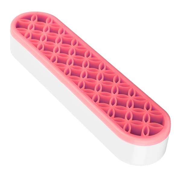 Silicone Makeup Brush Holder, Assorted Compartments, Lightweight, Durable, Stable Brush Storage Rack for Bedroom, Office Desk, Pink