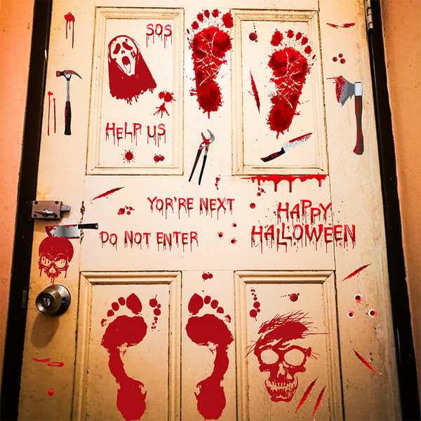 8 kpl Halloween-ikkunatarrat, jalanjälkitarrat, B