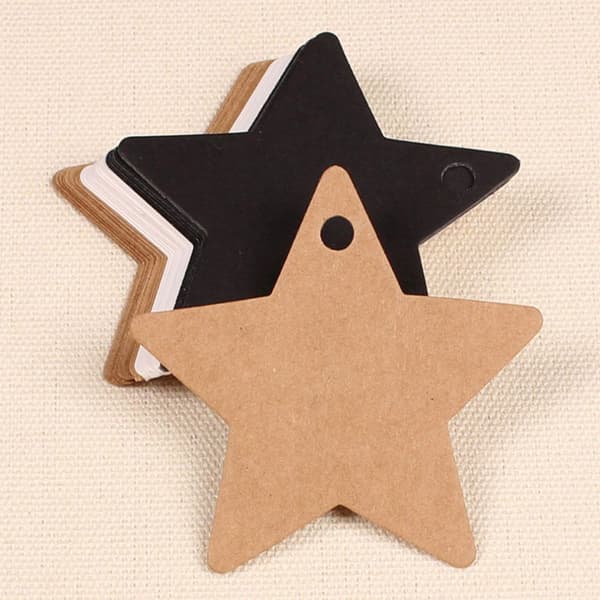 300 stjärnformade jul- och bröllopsetiketter, 6 x 6 cm