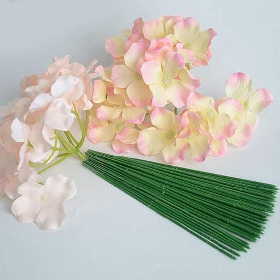 100 plastblomster, kunstige blomster, korte stilker