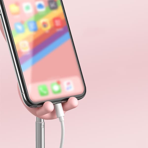 Mobile Phone Stand Cute Rabbit Portable Height Angle Adjustable Tablet Phone Desk Stand for Home Office Pink
