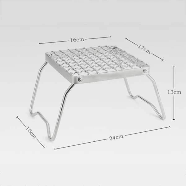 Bærbart sammenleggbart grillstativ i rustfritt stål for camping, grilling og utendørs matlaging 24 x 17 x 13 cm 1 stk 1pc