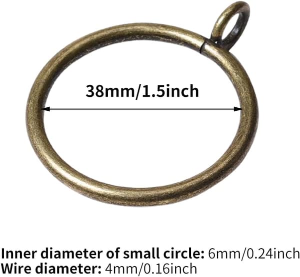 30-pak 38 mm sorte gardinringe med øskner til gardinstang